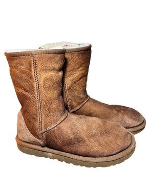 UGG Classic Short Bomber Boots Sheepskin Suede Women’s Cozy Winter Fur Lined